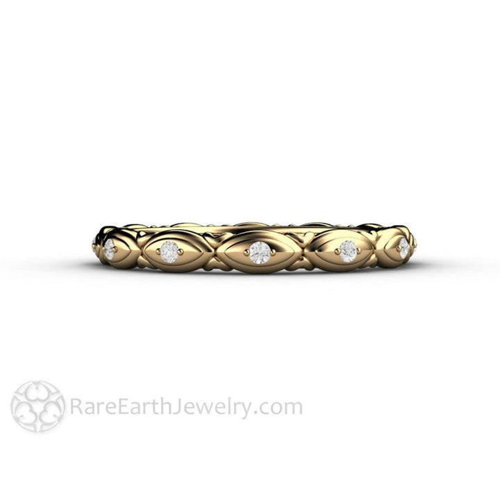 Diamond Eternity Band or Wedding Ring Modern Geometric Design, Rare Earth Jewelry