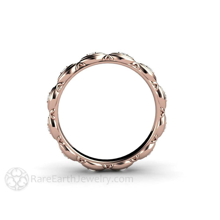 Diamond Eternity Band or Wedding Ring Modern Geometric Design, Rare Earth Jewelry