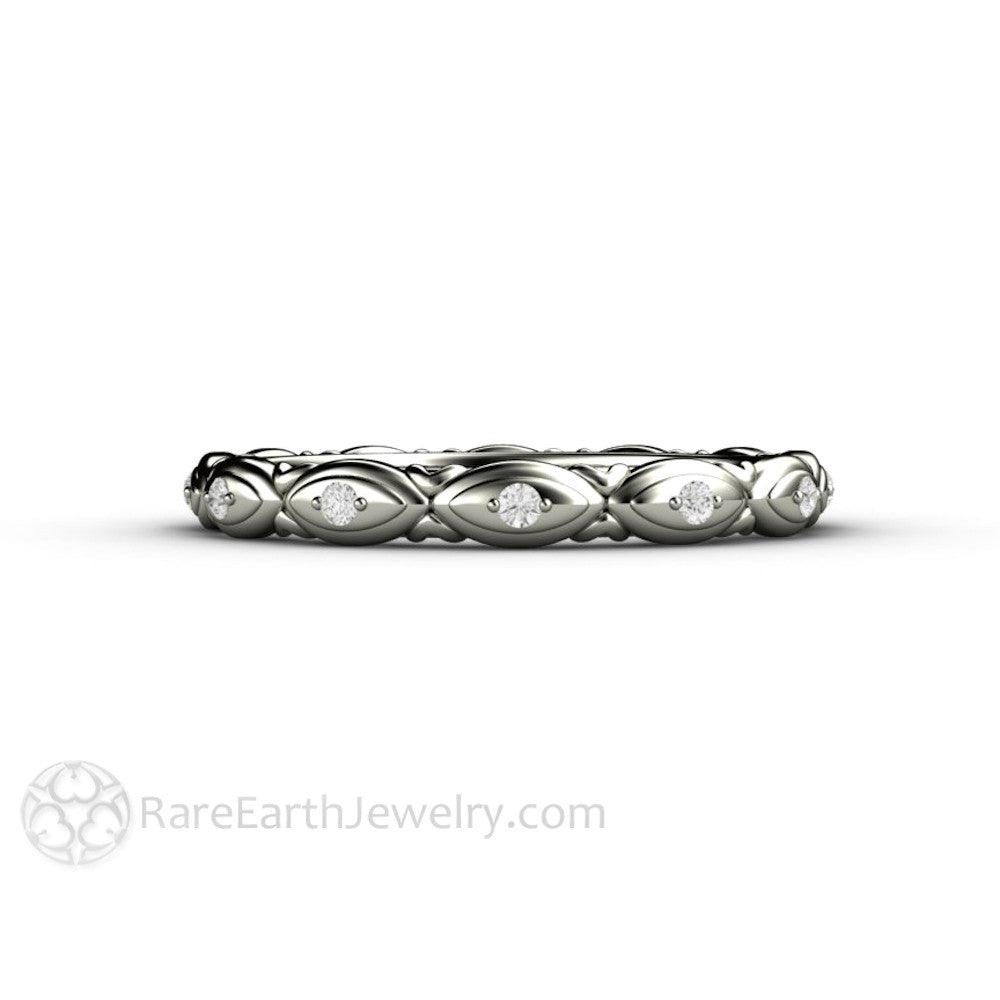 Diamond Eternity Band or Wedding Ring Modern Geometric Design, Rare Earth Jewelry