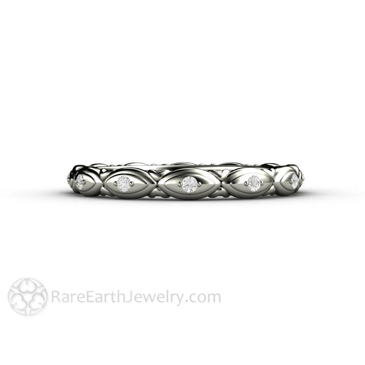 Diamond Eternity Band or Wedding Ring Modern Geometric Design, Rare Earth Jewelry