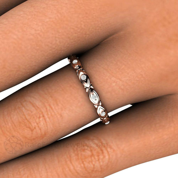Diamond Eternity Band or Wedding Ring Modern Geometric Design, Rare Earth Jewelry