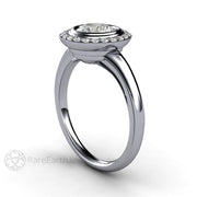 Art Deco Engagement Ring 1ct Diamond Halo in Platinum Platinum D-F/SI1 Diamond - Rare Earth Jewelry