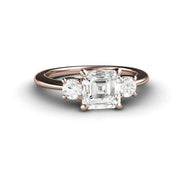 Asscher Forever One Moissanite Engagement Ring or Wedding Set 18K Rose Gold - Engagement Only - Rare Earth Jewelry