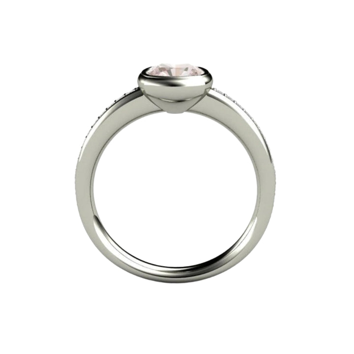 Pink Sapphire Engagement Ring Bezel Set with Diamond Accents, Rare Earth Jewelry