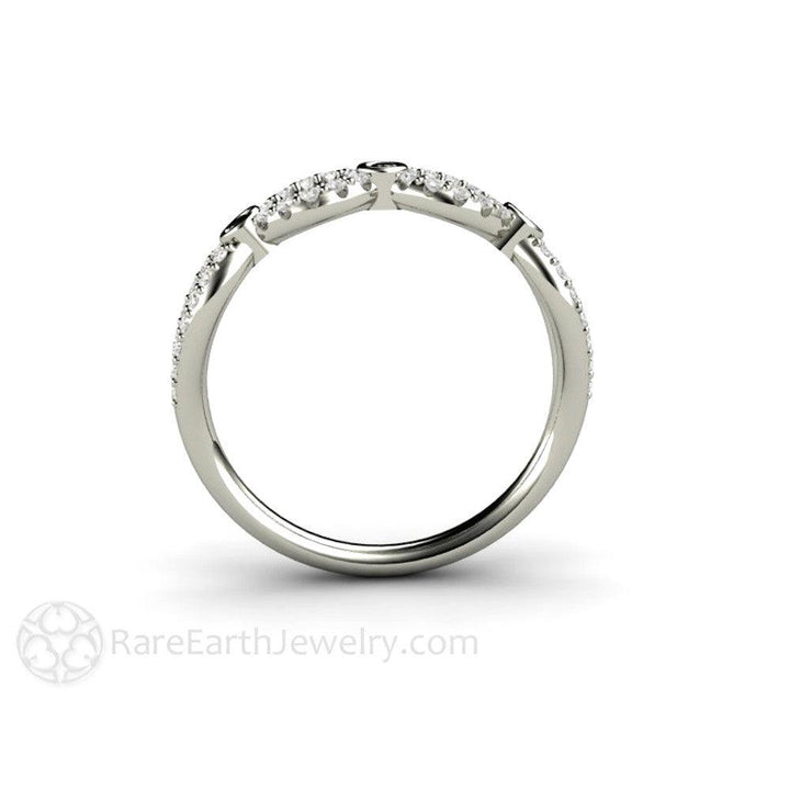 Black and White Diamond Wedding Ring Infinity Design Band, Rare Earth Jewelry