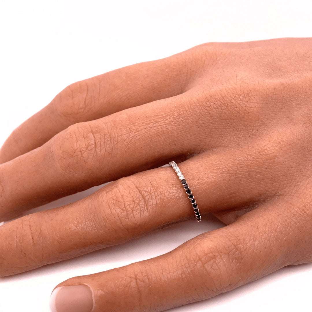 Black and White Diamond Ring Wedding Band - Pave Diamond Band, Rare Earth Jewelry