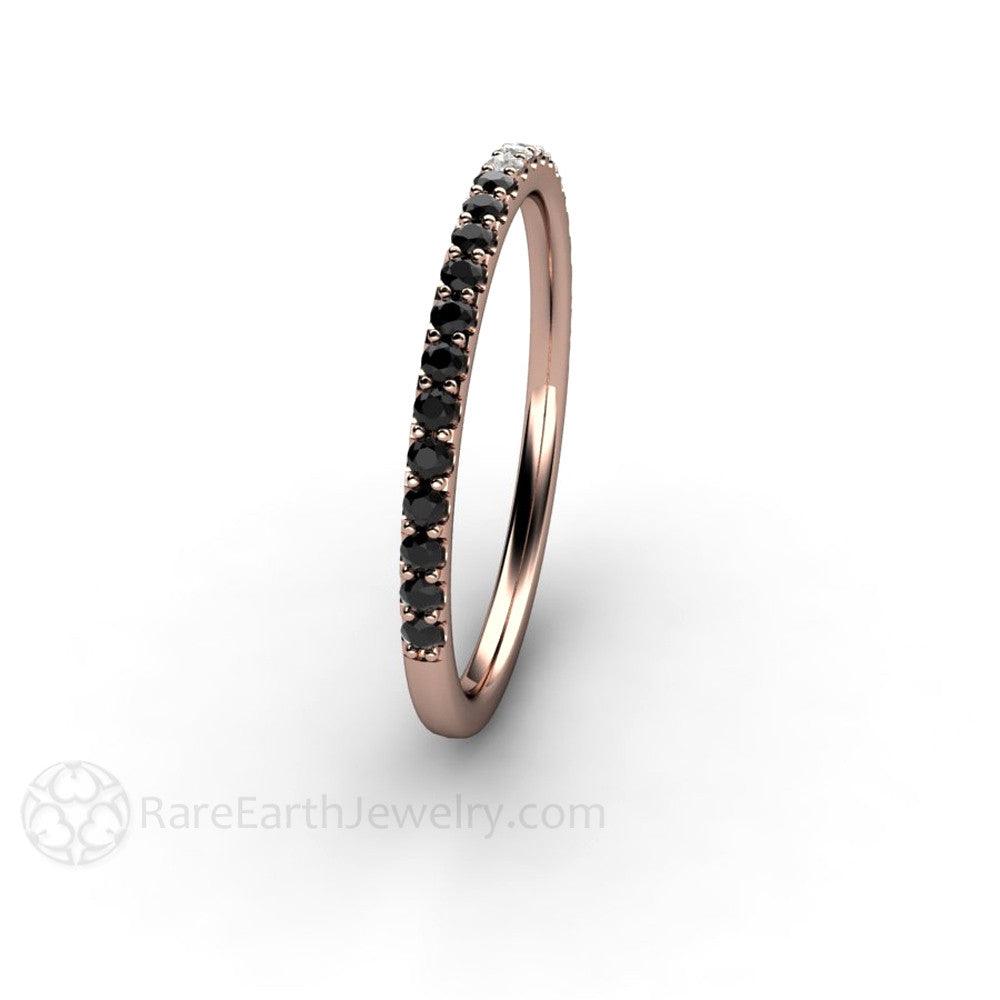 Black and White Diamond Ring Wedding Band - Pave Diamond Band, Rare Earth Jewelry