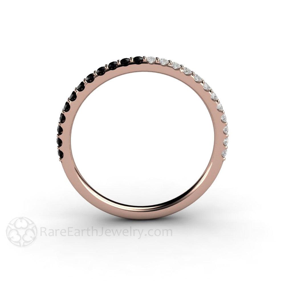 Black and White Diamond Ring Wedding Band - Pave Diamond Band, Rare Earth Jewelry