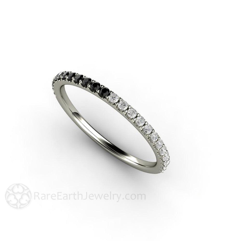 Black and White Diamond Ring Wedding Band - Pave Diamond Band, Rare Earth Jewelry