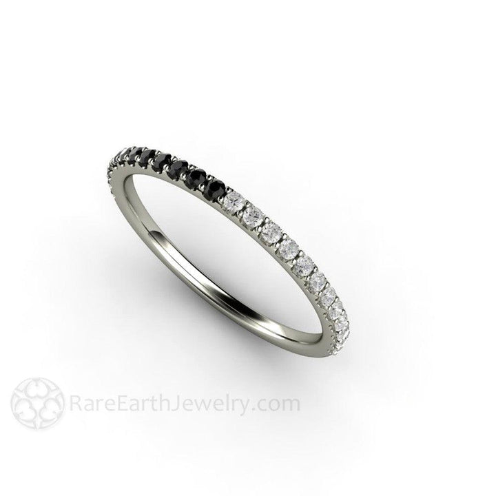 Black and White Diamond Ring Wedding Band - Pave Diamond Band, Rare Earth Jewelry