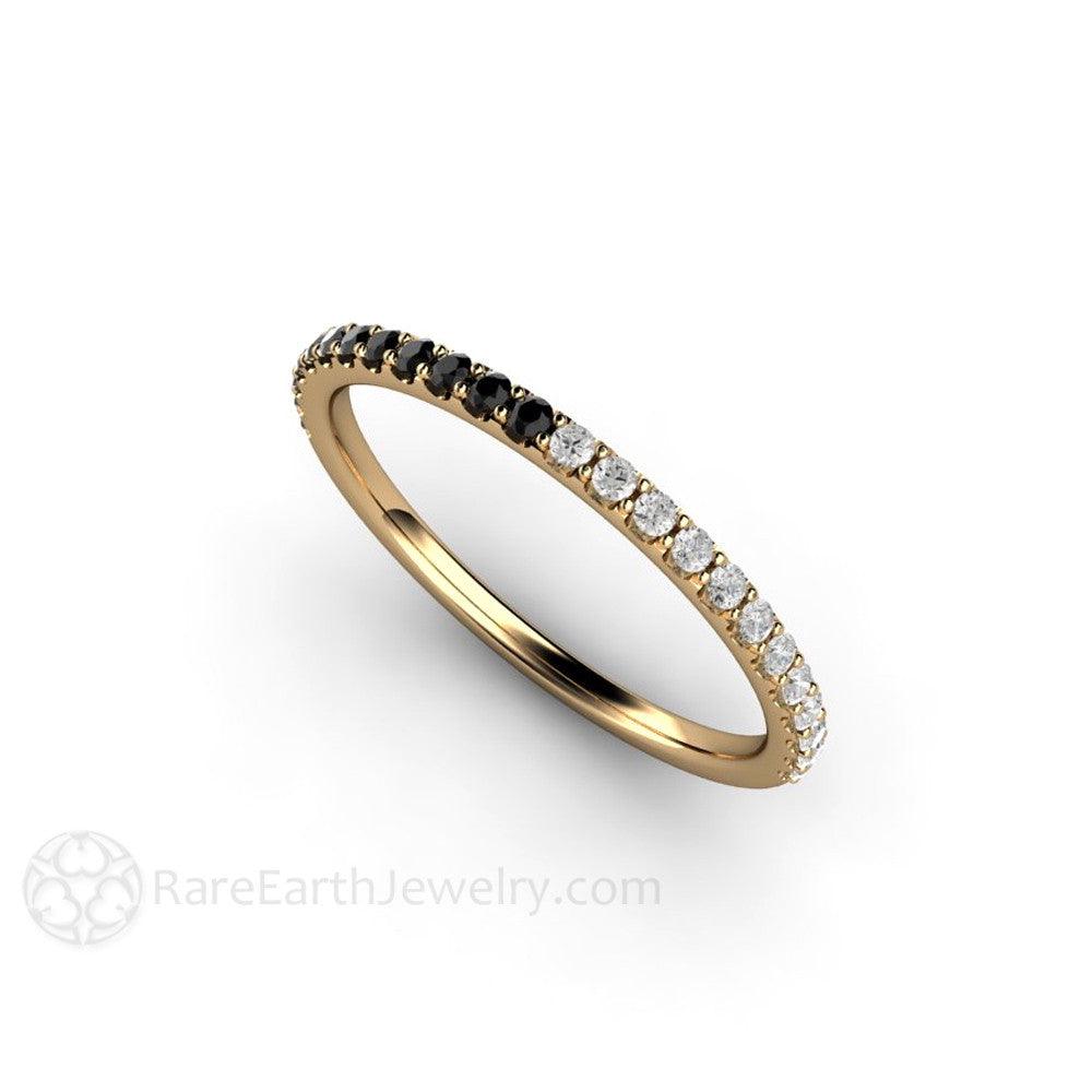 Black and White Diamond Ring Wedding Band - Pave Diamond Band, Rare Earth Jewelry