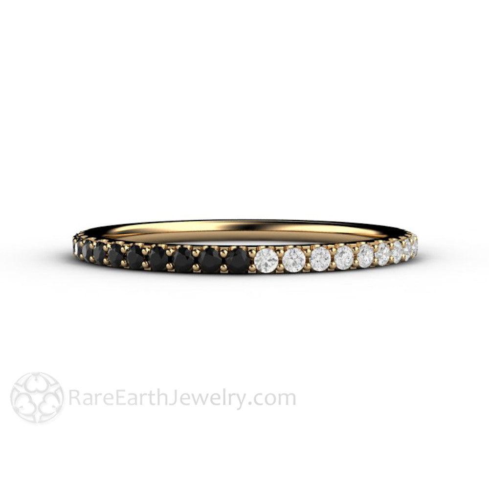 Black and White Diamond Ring Wedding Band - Pave Diamond Band, Rare Earth Jewelry