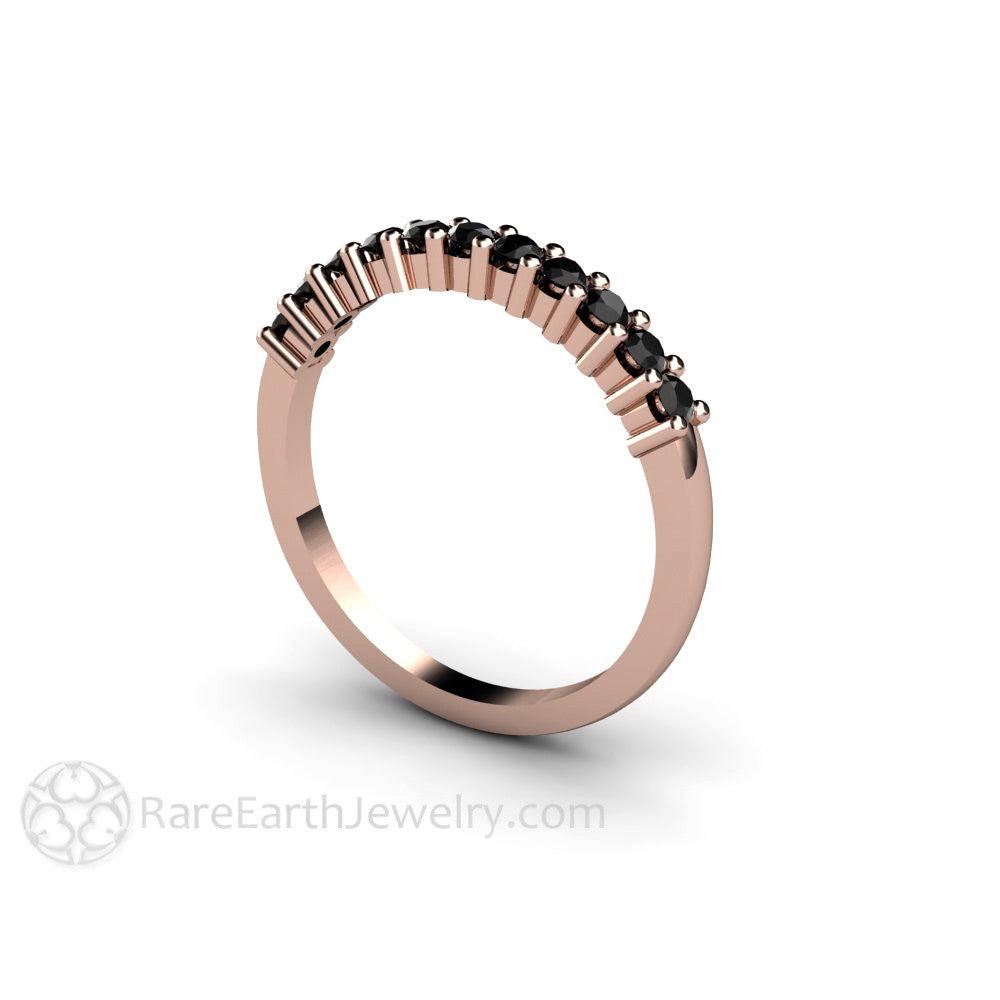Natural Black Diamond Ring Wedding Band or Stacking, Rare Earth Jewelry