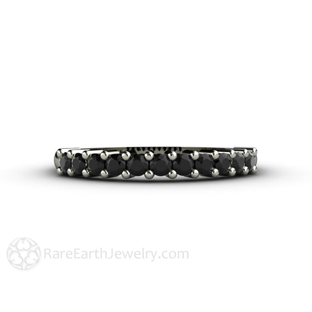 Natural Black Diamond Ring Wedding Band or Stacking, Rare Earth Jewelry