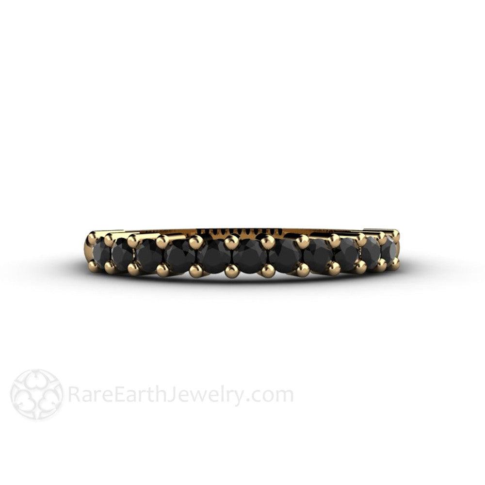 Natural Black Diamond Ring Wedding Band or Stacking, Rare Earth Jewelry