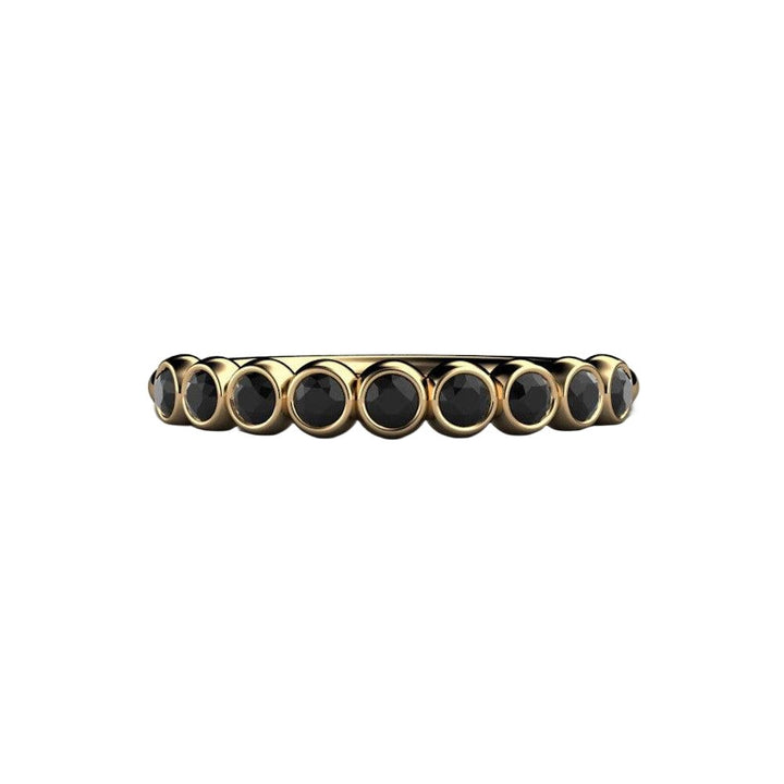 Natural Black Diamond Wedding Ring Bubble Band Stacking Ring, Rare Earth Jewelry
