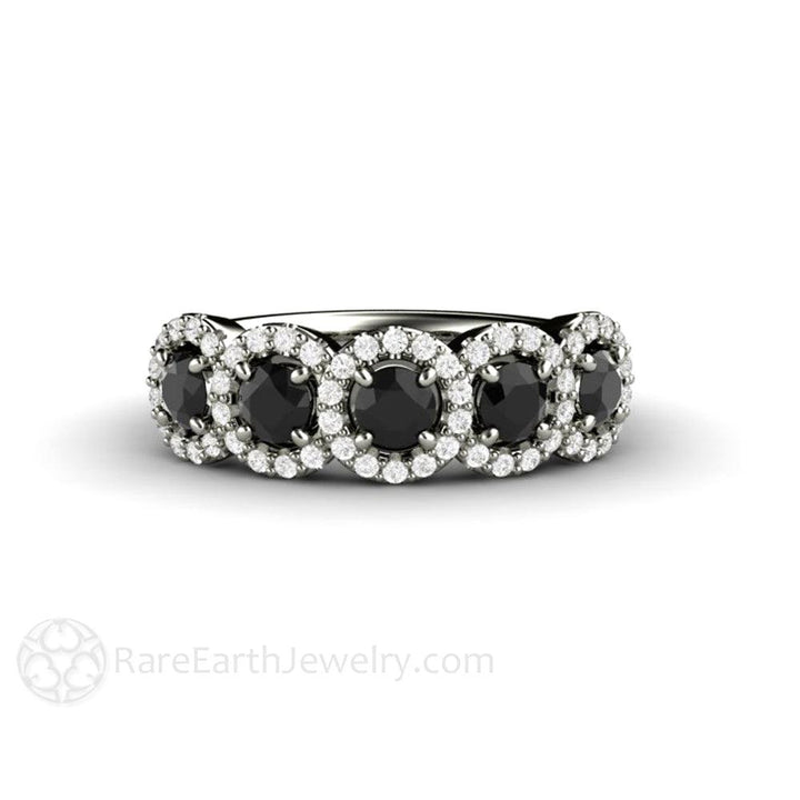 Black Diamond Ring Diamond Halo Style Unique Engagement Ring or Wedding Band, Rare Earth Jewelry