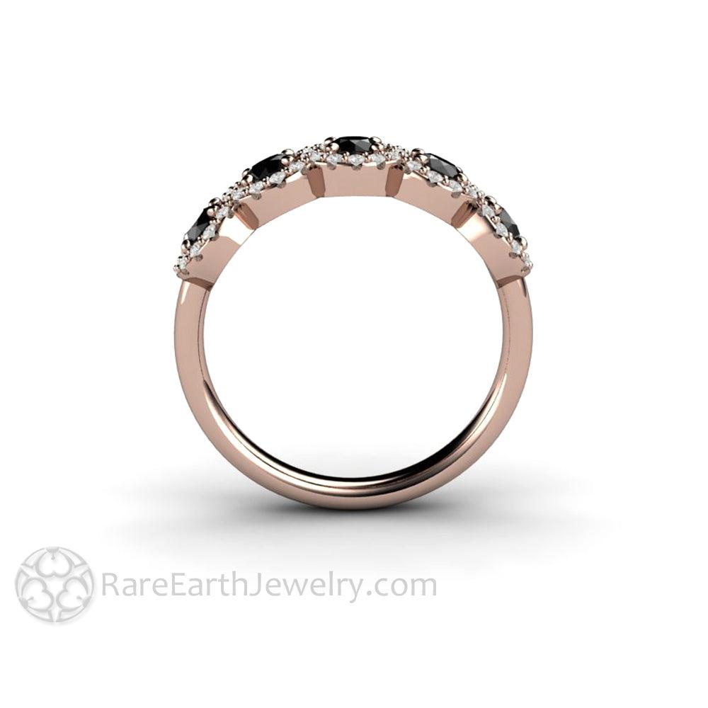 Black Diamond Ring Diamond Halo Style Unique Engagement Ring or Wedding Band, Rare Earth Jewelry