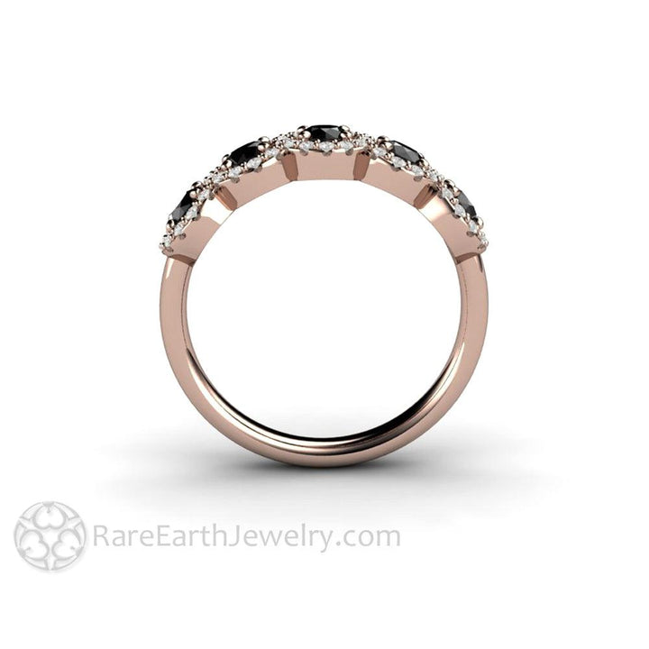 Black Diamond Ring Diamond Halo Style Unique Engagement Ring or Wedding Band, Rare Earth Jewelry