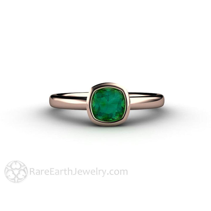 Blue Green Tourmaline Ring Cushion Cut Bezel Set Solitaire, Rare Earth Jewelry