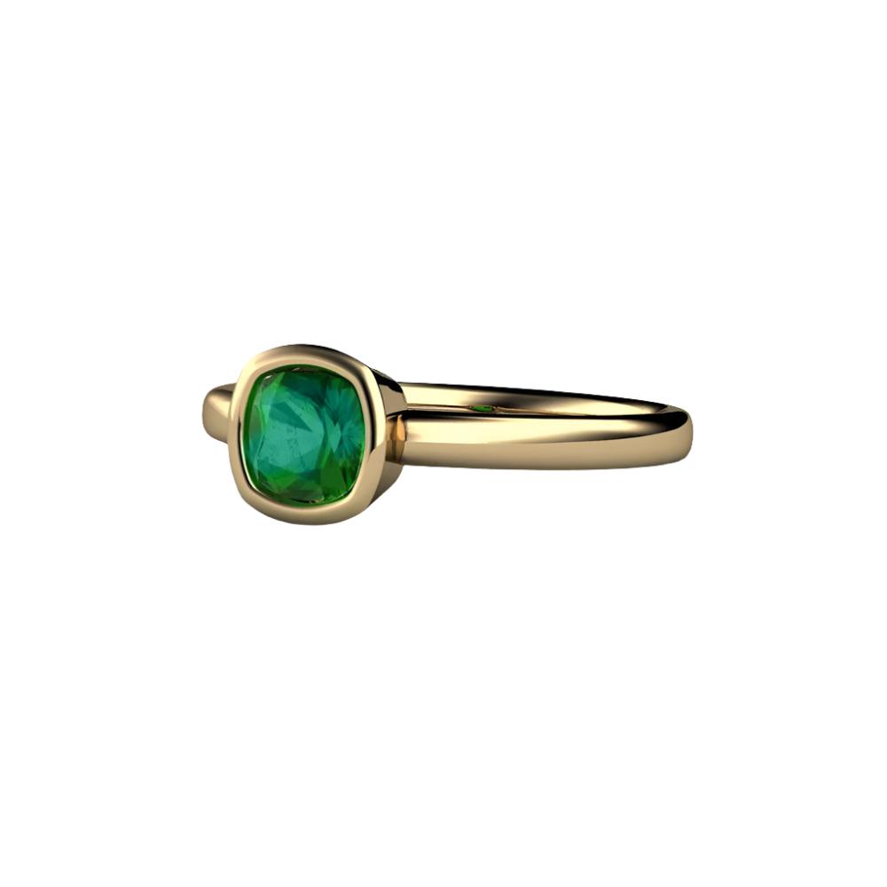 Blue Green Tourmaline Ring Cushion Cut Bezel Set Solitaire, Rare Earth Jewelry