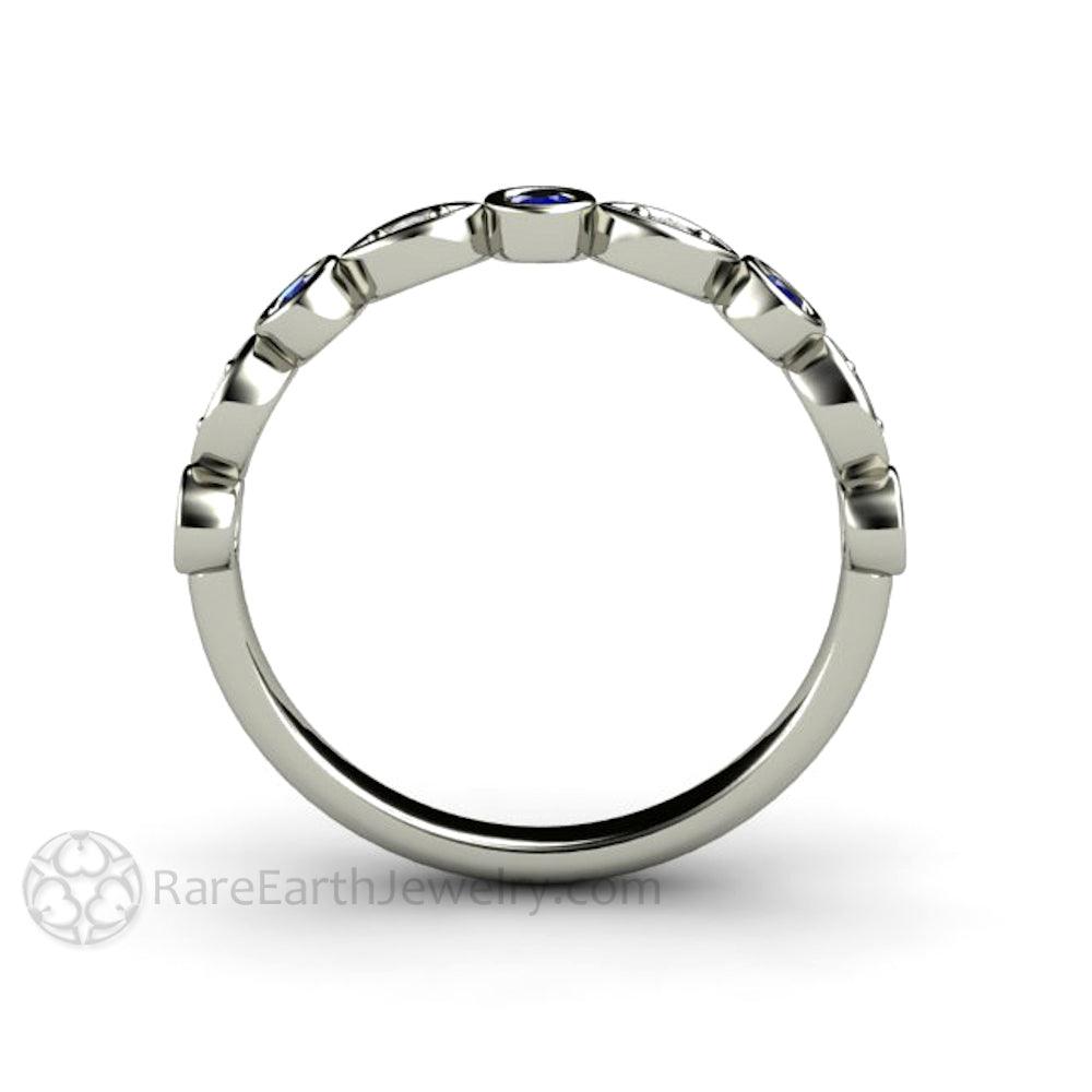 Blue Sapphire and Diamond Ring | Stacking Band, Wedding or Mother’s Ring, Rare Earth Jewelry