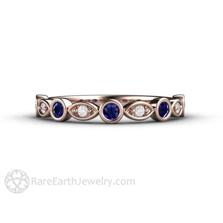Blue Sapphire and Diamond Ring | Stacking Band, Wedding or Mother’s Ring, Rare Earth Jewelry