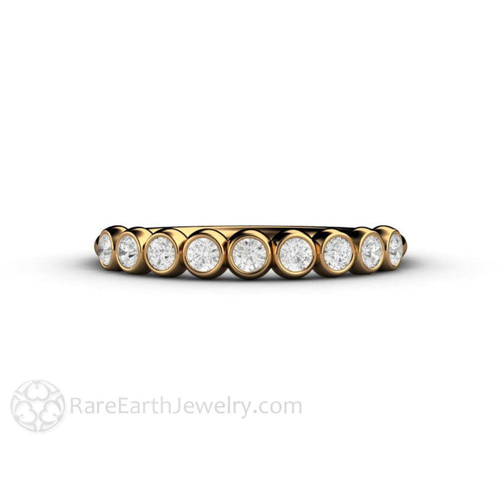 Bezel Set Diamond Bubble Wedding Ring Anniversary Band Stacking Ring, Rare Earth Jewelry