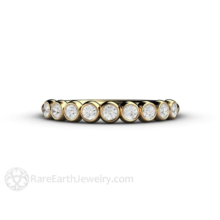 Bezel Set Diamond Bubble Wedding Ring Anniversary Band Stacking Ring, Rare Earth Jewelry