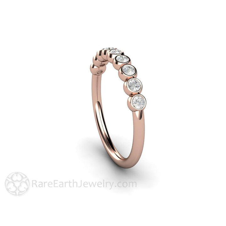 Bezel Set Diamond Bubble Wedding Ring Anniversary Band Stacking Ring, Rare Earth Jewelry