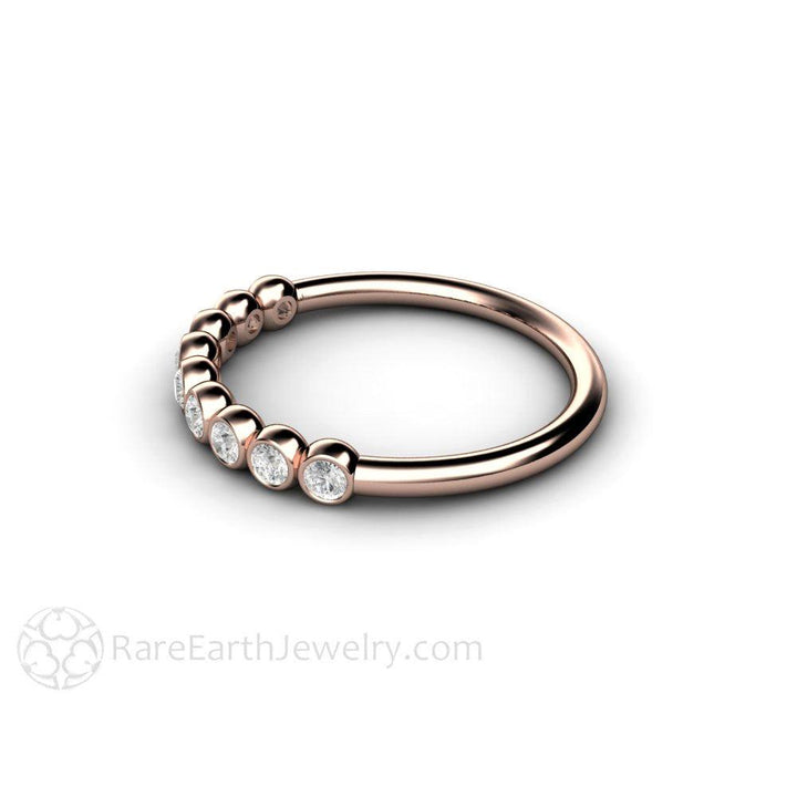 Bezel Set Diamond Bubble Wedding Ring Anniversary Band Stacking Ring, Rare Earth Jewelry