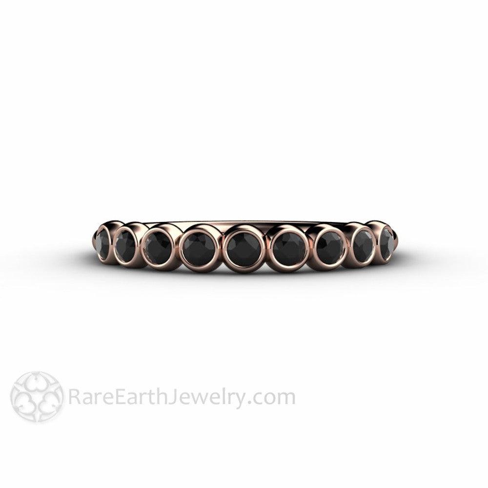Natural Black Diamond Wedding Ring Bubble Band Stacking Ring, Rare Earth Jewelry
