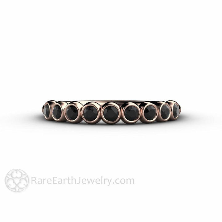 Natural Black Diamond Wedding Ring Bubble Band Stacking Ring, Rare Earth Jewelry