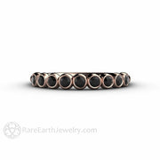 Bubbles Black Diamond Wedding Ring Anniversary Band Stacking Ring 14K Rose Gold - Rare Earth Jewelry