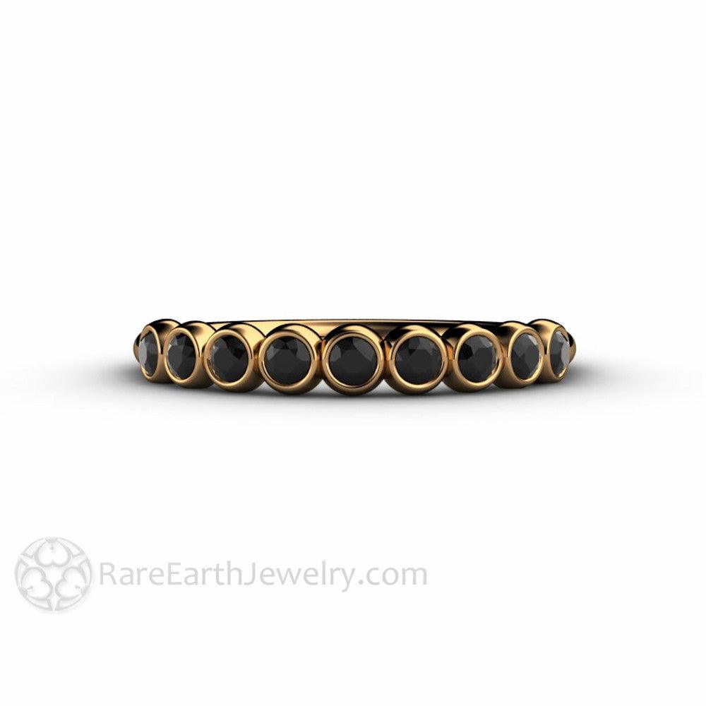 Natural Black Diamond Wedding Ring Bubble Band Stacking Ring, Rare Earth Jewelry