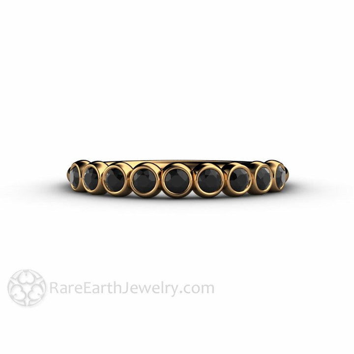 Natural Black Diamond Wedding Ring Bubble Band Stacking Ring, Rare Earth Jewelry