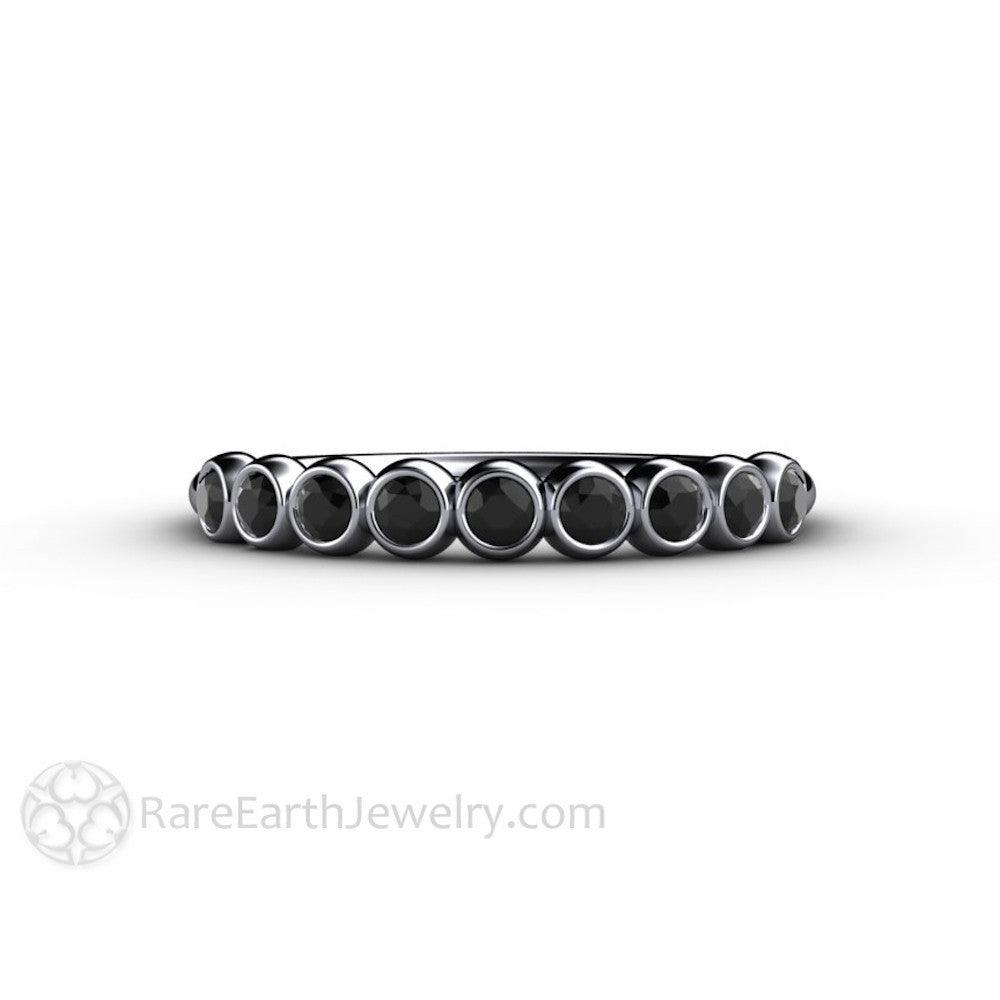 Natural Black Diamond Wedding Ring Bubble Band Stacking Ring, Rare Earth Jewelry