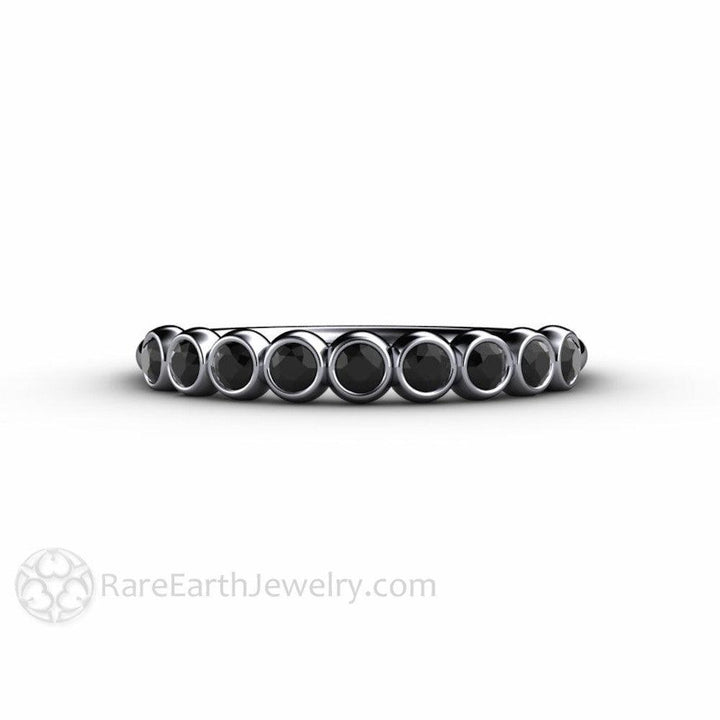 Natural Black Diamond Wedding Ring Bubble Band Stacking Ring, Rare Earth Jewelry
