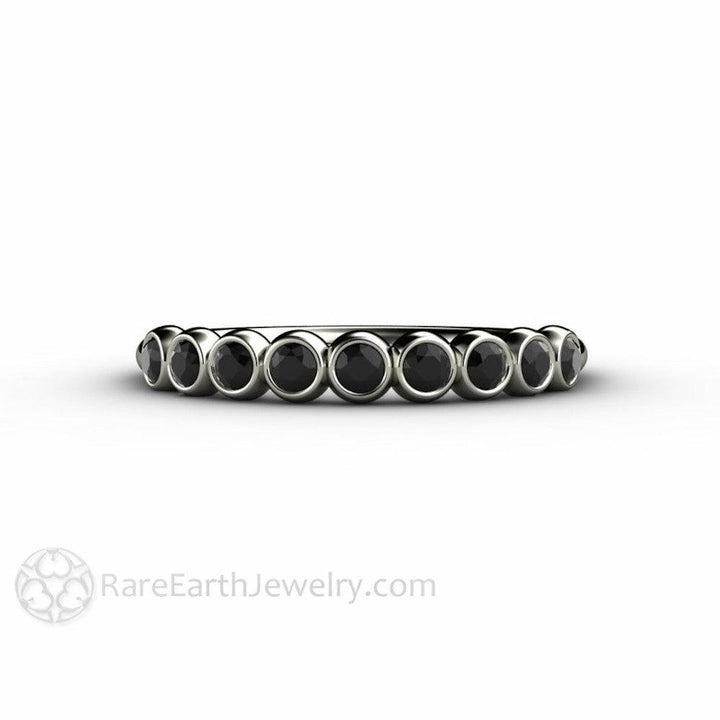 Natural Black Diamond Wedding Ring Bubble Band Stacking Ring, Rare Earth Jewelry