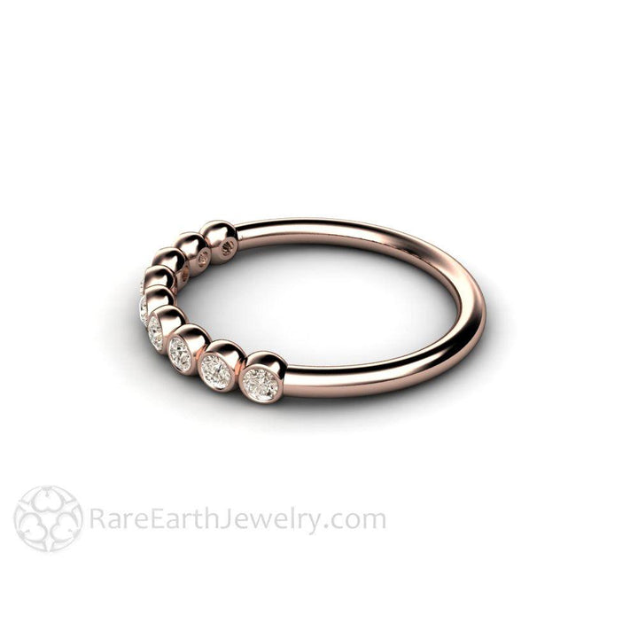 Bezel Set Diamond Wedding Ring | Champagne Light Brown Diamond Bubble Band, Rare Earth Jewelry