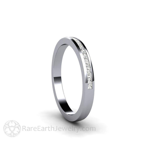Channel Set Princess Diamond Wedding Ring or Anniversary Band Palladium - Rare Earth Jewelry