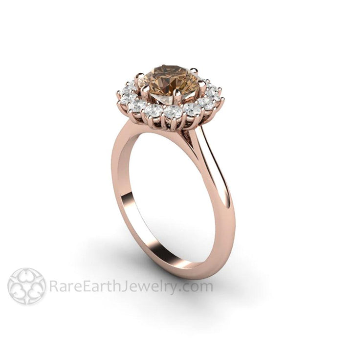 Chocolate Brown Moissanite Engagement Ring | Vintage 6 Prong Round Cluster, Rare Earth Jewelry