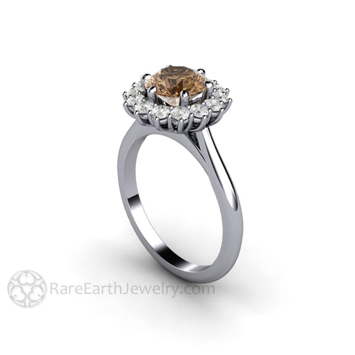 Chocolate Brown Moissanite Engagement Ring | Vintage 6 Prong Round Cluster, Rare Earth Jewelry