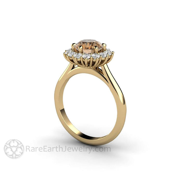 Chocolate Brown Moissanite Engagement Ring | Vintage 6 Prong Round Cluster, Rare Earth Jewelry