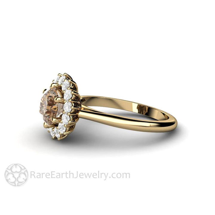 Chocolate Brown Moissanite Engagement Ring | Vintage 6 Prong Round Cluster, Rare Earth Jewelry