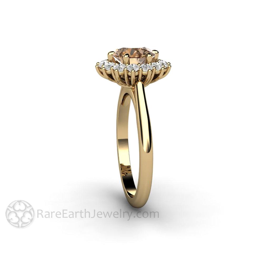 Chocolate Brown Moissanite Engagement Ring | Vintage 6 Prong Round Cluster, Rare Earth Jewelry
