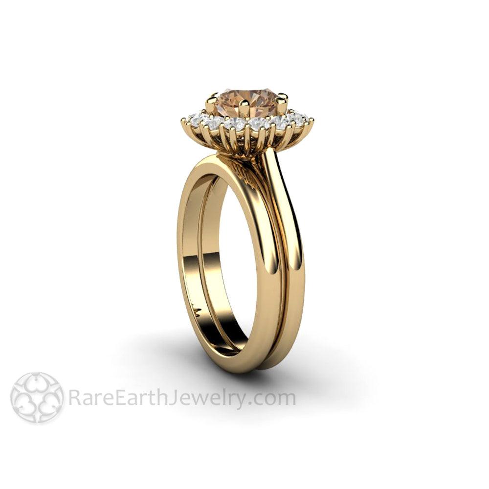 Chocolate Brown Moissanite Engagement Ring | Vintage 6 Prong Round Cluster, Rare Earth Jewelry