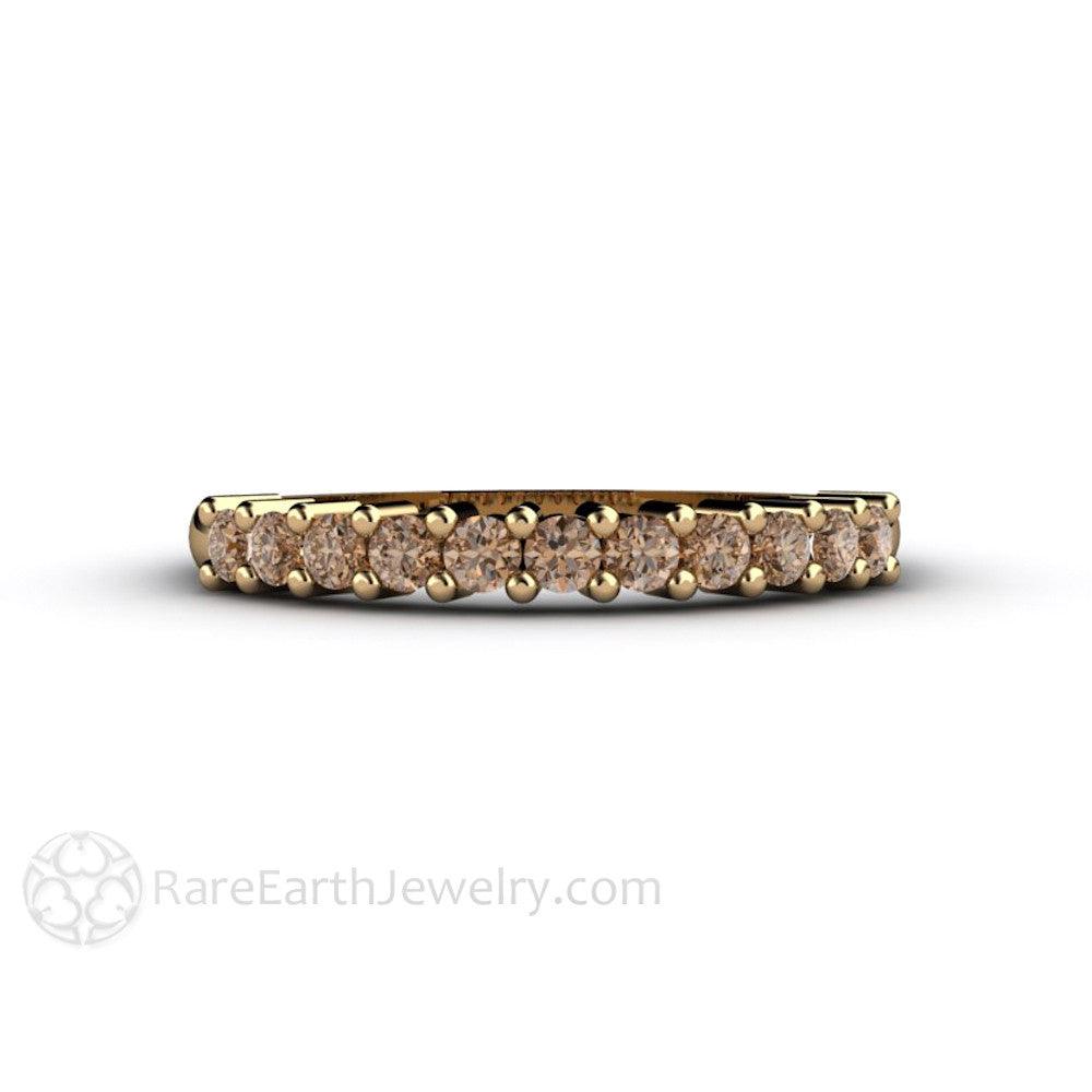 Chocolate Brown Diamond Wedding Band | Cognac Diamond Stacking Ring or Anniversary Band, Rare Earth Jewelry
