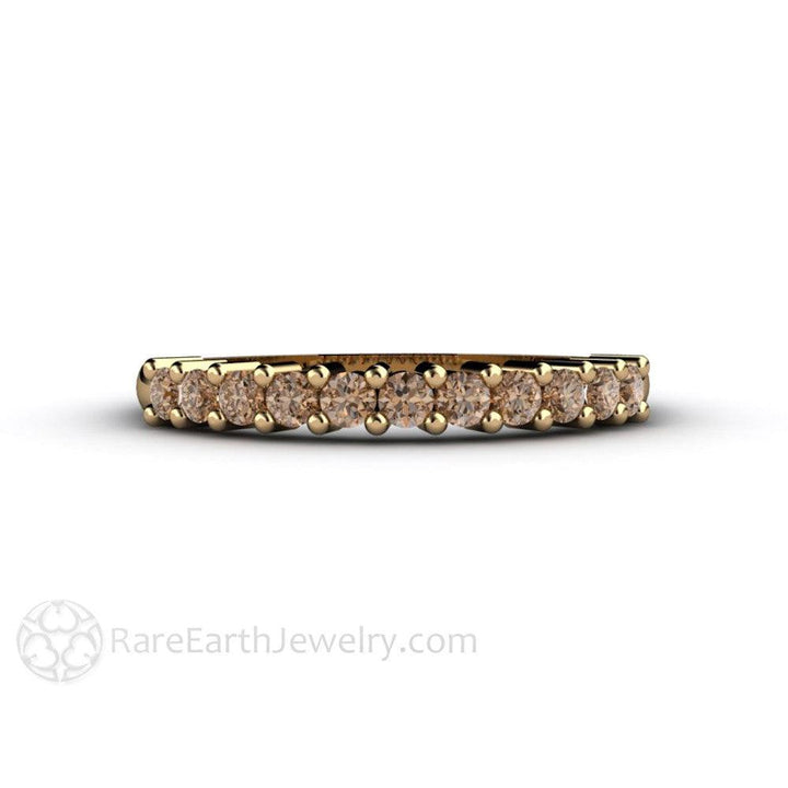 Chocolate Brown Diamond Wedding Band | Cognac Diamond Stacking Ring or Anniversary Band, Rare Earth Jewelry