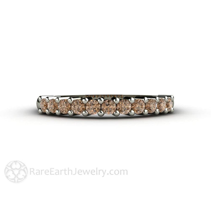 Chocolate Brown Diamond Wedding Band | Cognac Diamond Stacking Ring or Anniversary Band, Rare Earth Jewelry